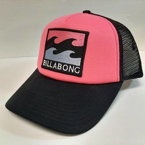 Billabong Embroidered Patch Foam Trucker Mesh Cap Pink Black